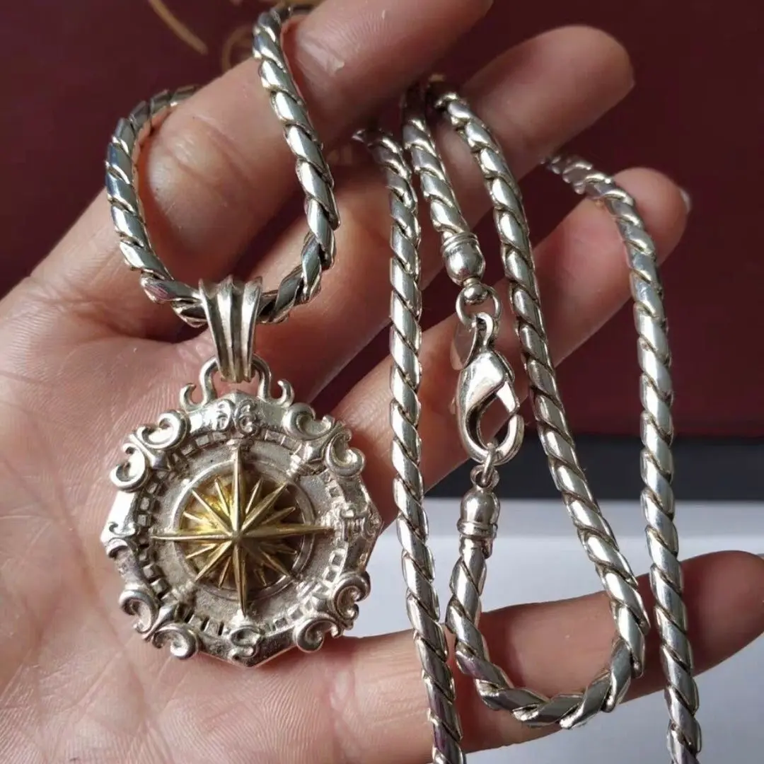 S925 Tibetan Silver Long Golden Good Luck Necklace