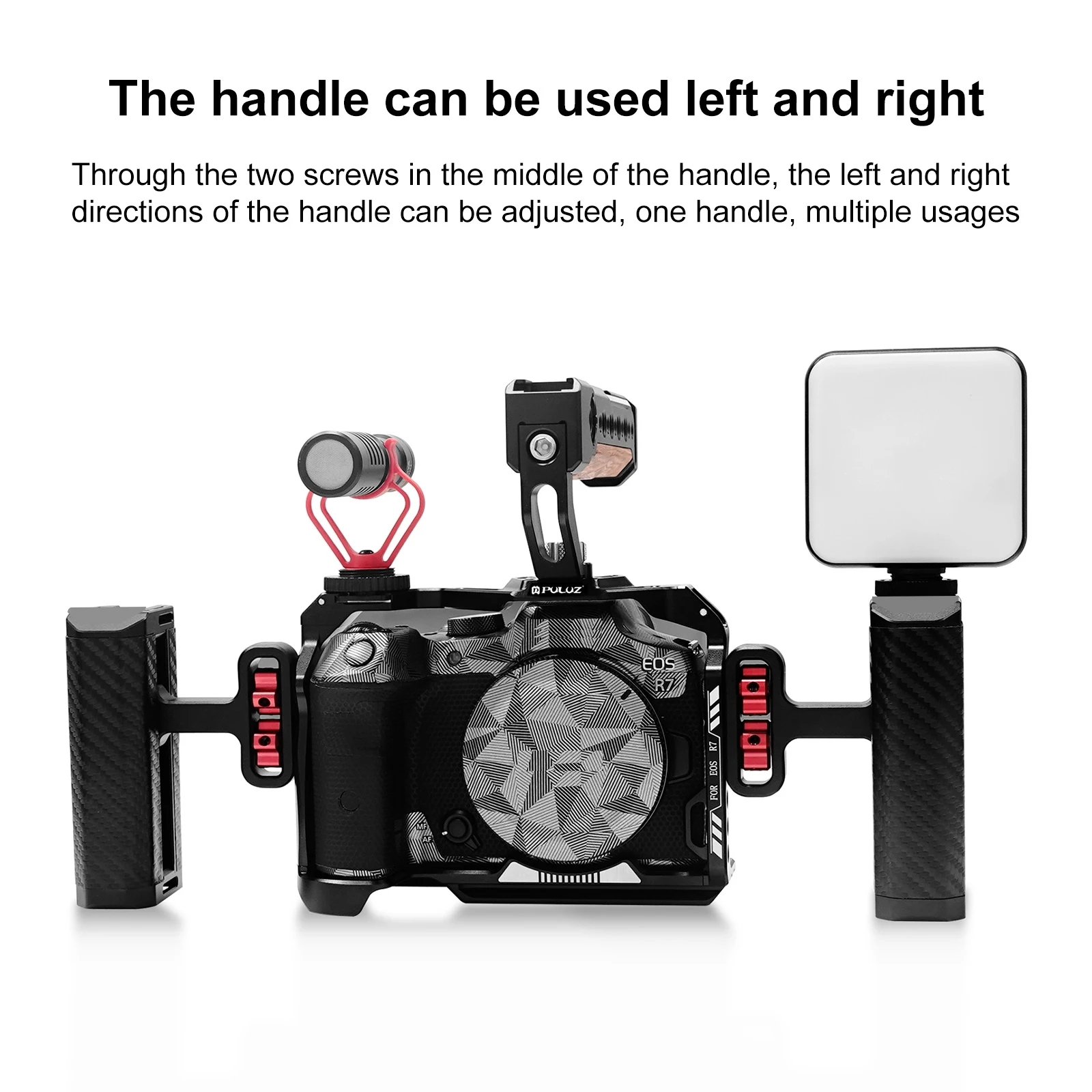 PULUZ Universal Camera Metal Side Handle with Cold Shoe Mount for Camera Cage Stabilizer