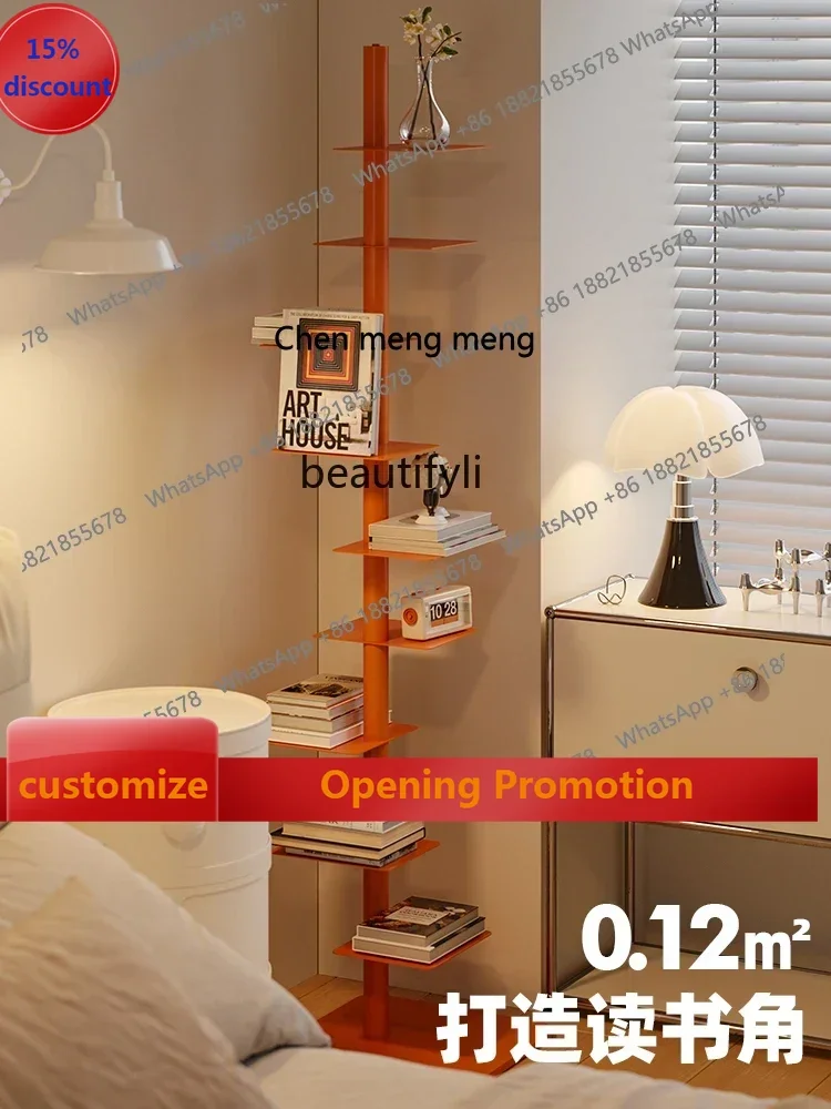 

B7304 ss Rotating Invisible Shelves Floor Storage Multi-Layer Bookcase Iron Living Room Corner Shelf