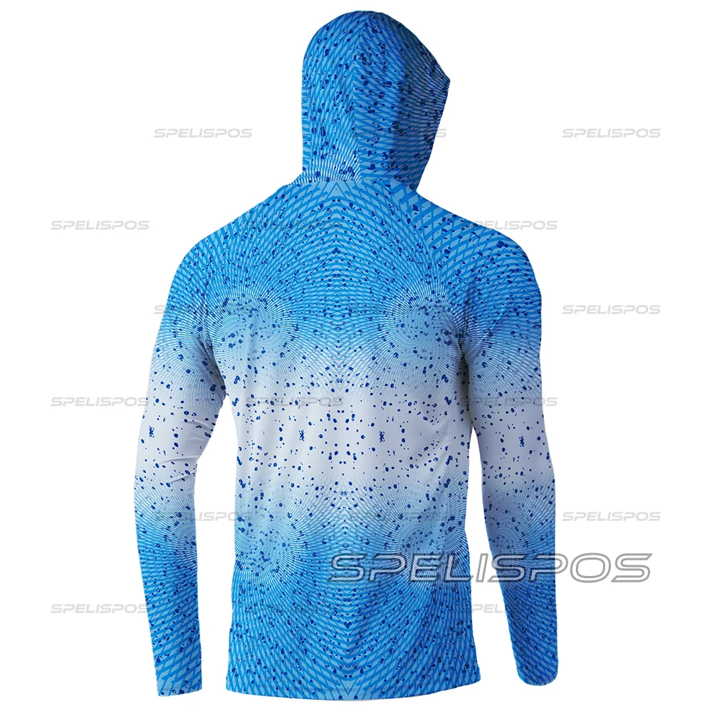 Fishing Hood Riding Tops Wear UPF 50+ Running T-shirt Cap Beach Gear Long Hoodies Outdoor Sports Blue Water Swim Surfing Dress