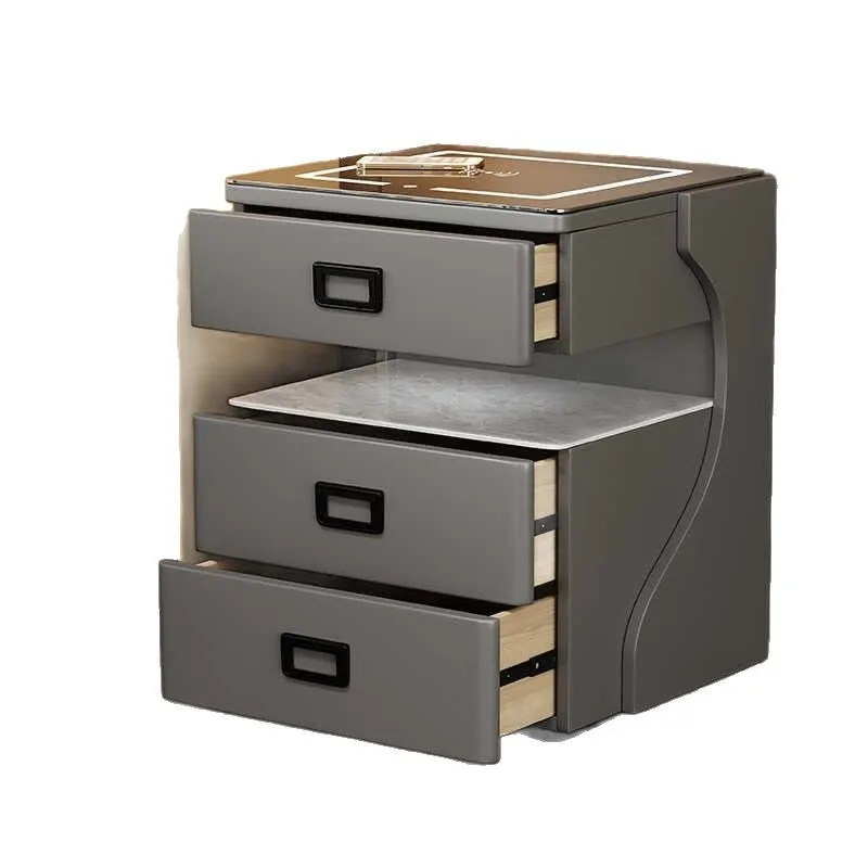 Remote bedside table, integrated safe, home intelligence