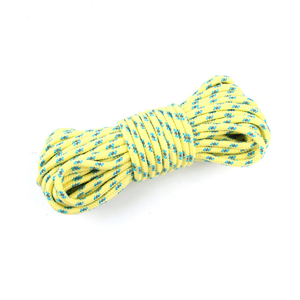 20m 5mm Durable Thickened Reflective Outdoor Survival Parachute Cord Lanyard Rope (Yellow) 5mm