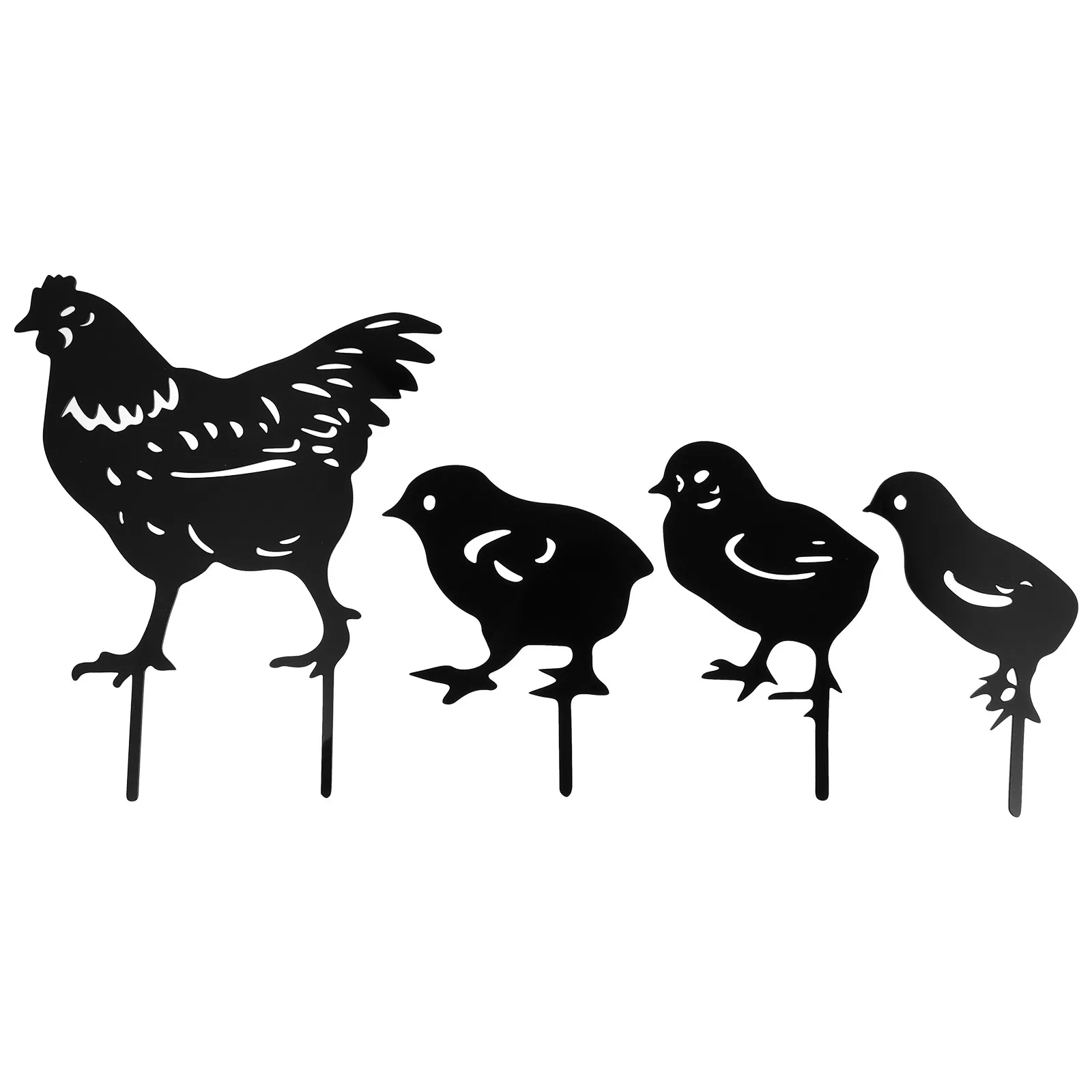 4Pcs Stakes Yard Sign Outdoor Garden Lawn Decoration Animal Shape Garden Ornament Yard Sign Chicken Stake