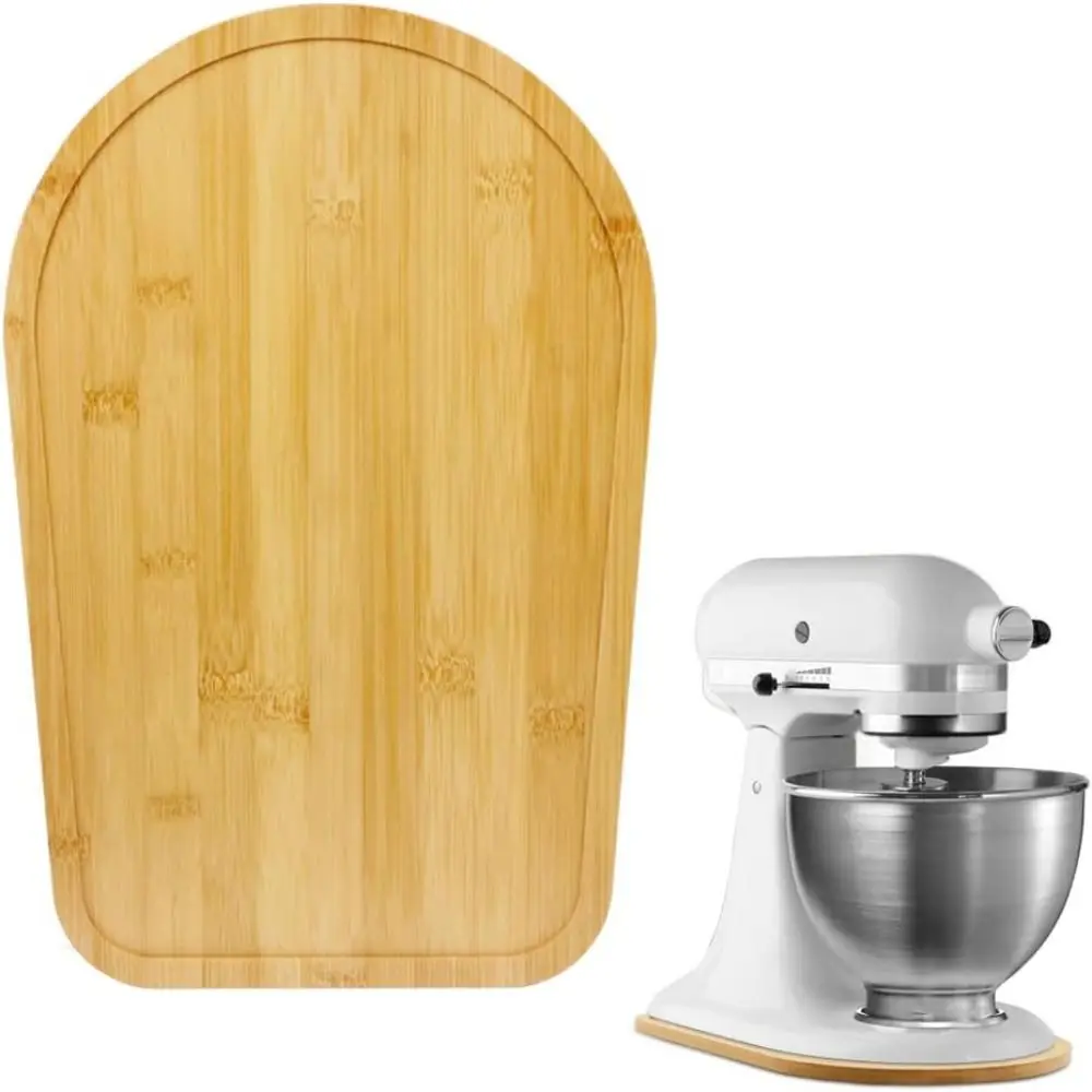 Bamboo Mixer Slider Mat with 4 Sliders Wooden Appliance Sliding Mat Mixer Moving Tray for KitchenAid Tilt Head 4.5-5 Quart Mixer