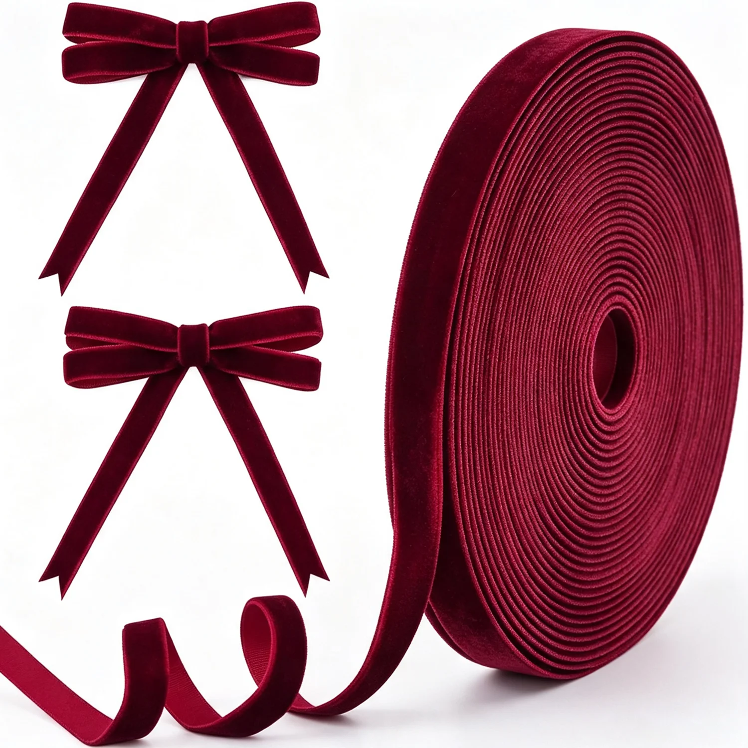 Dark red Velvet Ribbon Holiday Party Wedding Christmas Valentin's Day Gift Box Wrapping DIY Craft Décor Velvet Ribbon