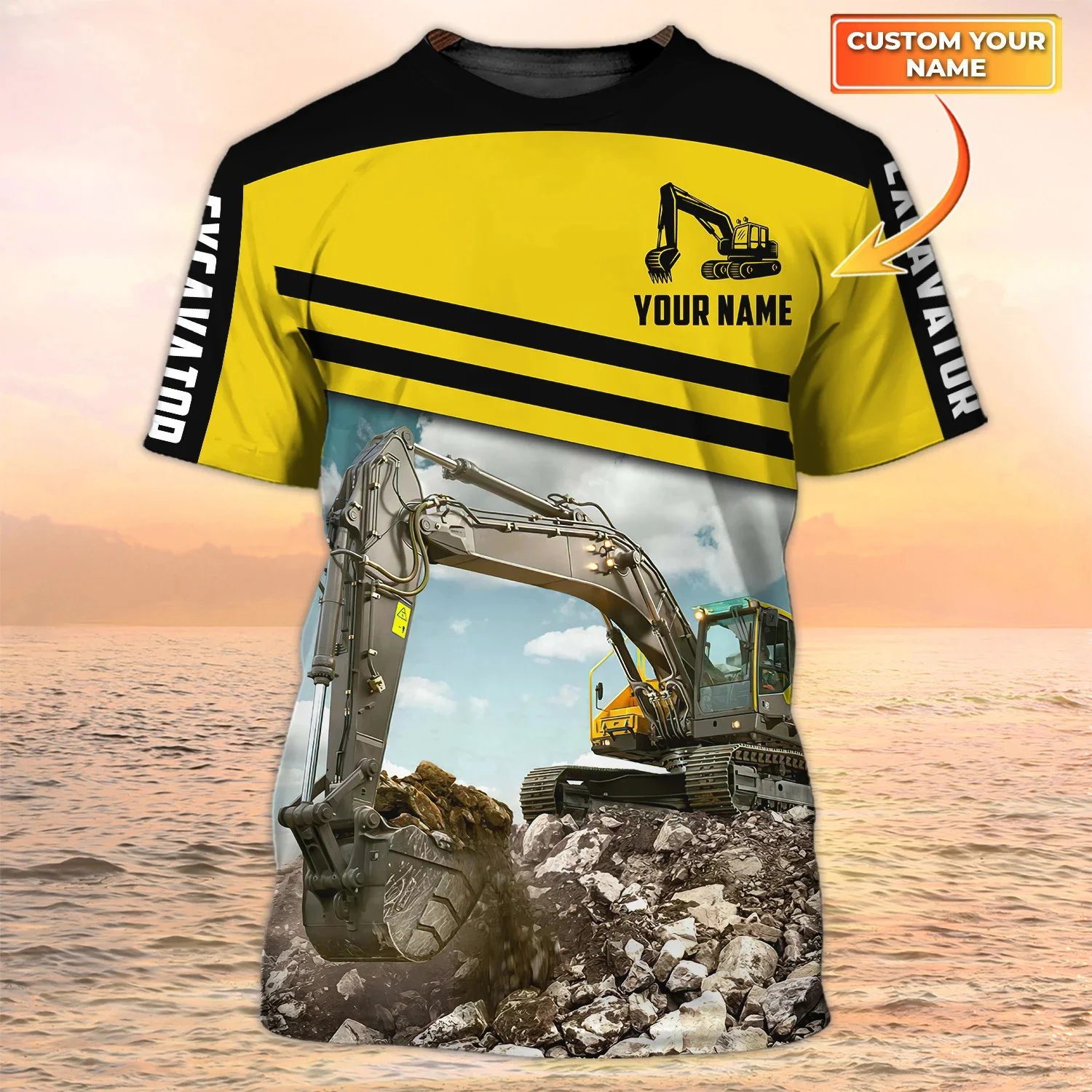 Newest Summer Fashion Men's T-shirt Heavy Equipment Excavator Personalized Name 3D Printed t shirt Unisex Casual Tshirt DW135