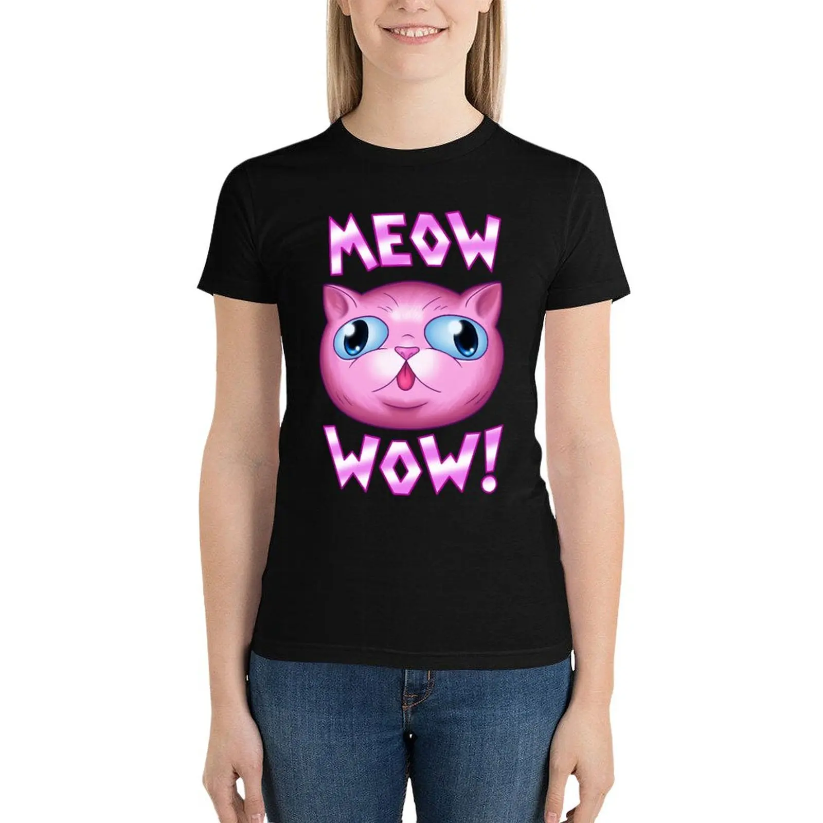 GF - Meow Wow T-Shirt vintage clothes animal print shirt for girls western t shirts for Women