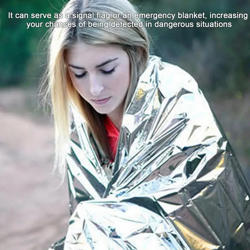 Emergency Blanket multi-purpose Rescue Blanket Outdoor Survival First Aid Kit Windproof Insulation Lifesaving Silver Foil Therma