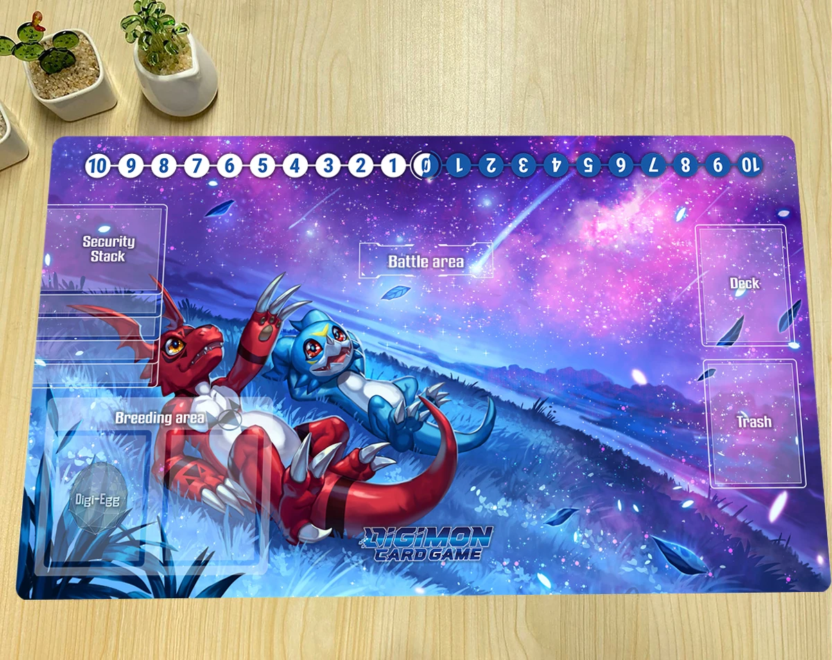 

Digimon Playmat Guilmon DTCG CCG Board Game Trading Card Game Mat Anime Mouse Pad Rubber Gaming Mousepad Desk Mat & Bag 60x35cm