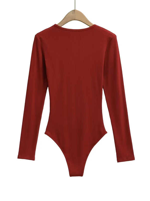 슬림핏 브이넥 긴팔 티셔츠 원피스 여성 섹시 허리 조임 원피스 바지 면 혼방 원단 출퇴근룩