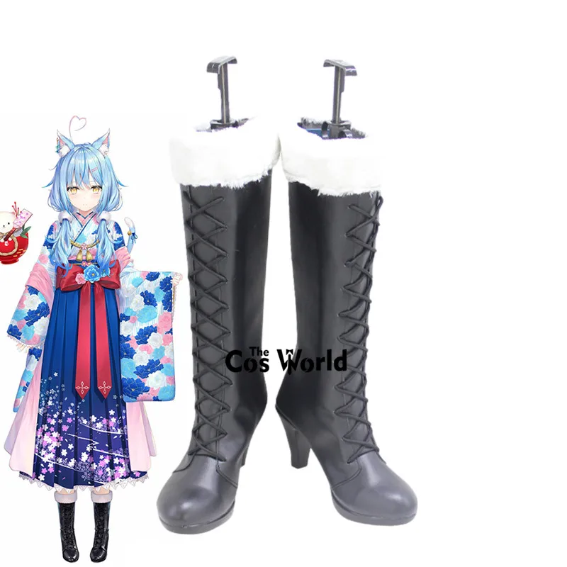 

Japanese Virtual YouTuber Hololive VTuber Yukihana Lamy New Year Customize Anime Cosplay High Heels Shoes Boots