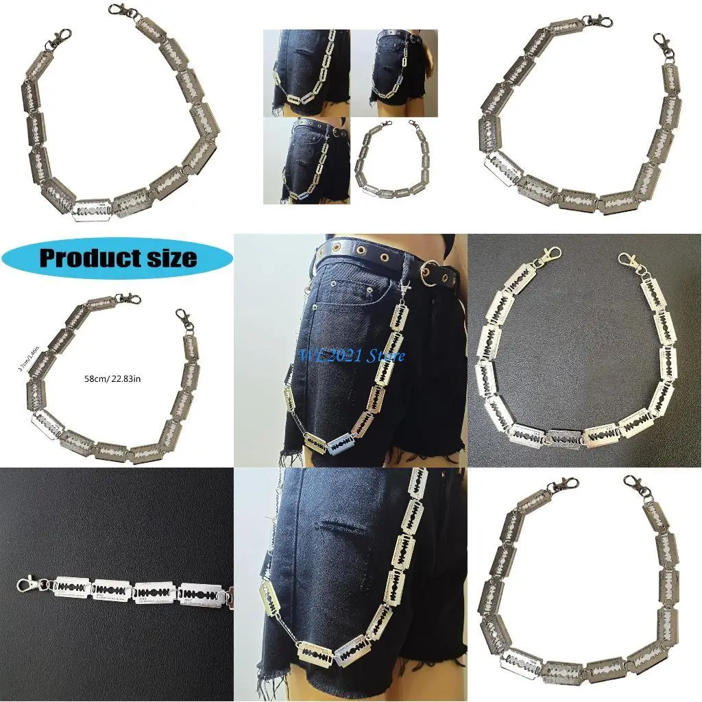 

G5GC Punk Styles Metal Blade Chain Pants Fashion Chain Belt Street Trend Pant Chain