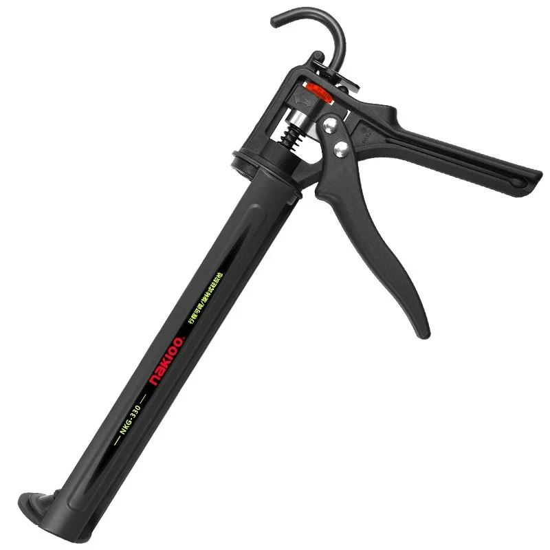 Manual epoxy resin gun with no-drip adhesive filler, rotatable barrel, and adjustable stroke for gap filling