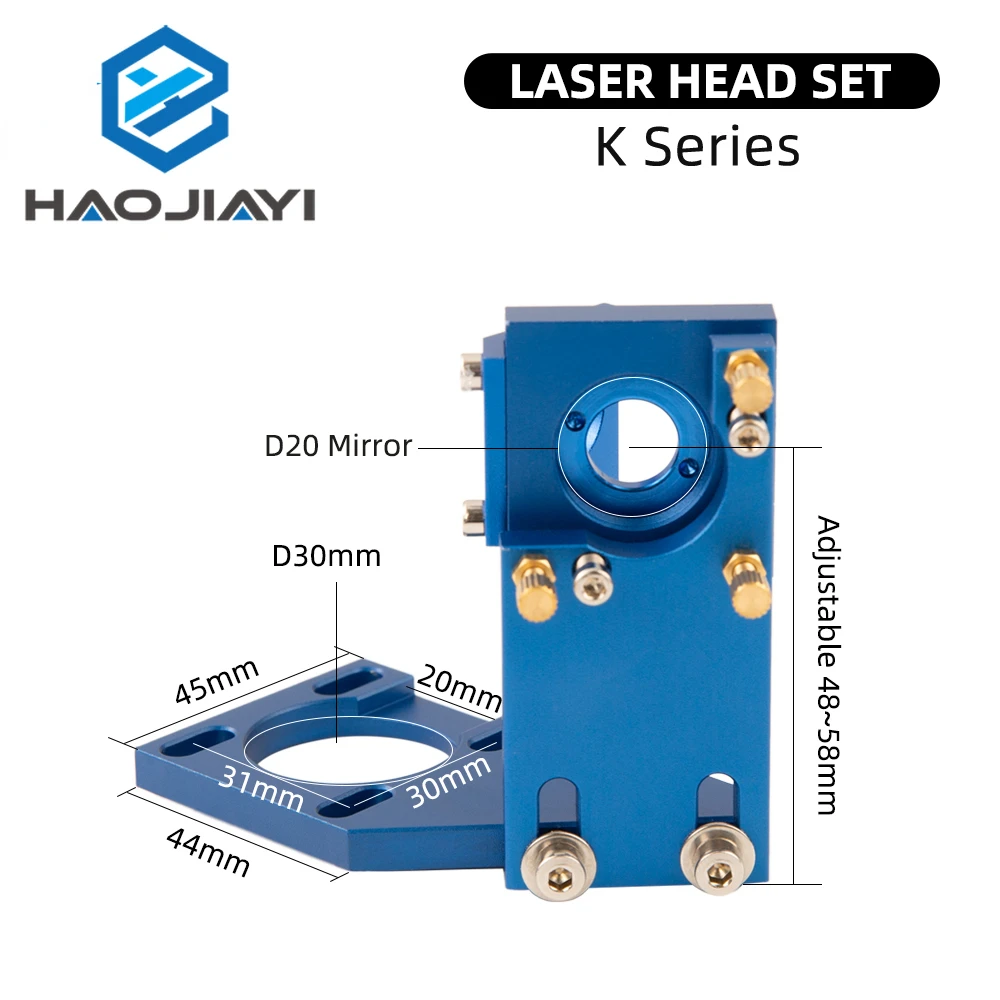 K Series CO2 Laser Head Set with Lens 1st 2nd Mirror Mount 20mm for K40 2030 4060 5030 Laser Engraving Cutting Machine