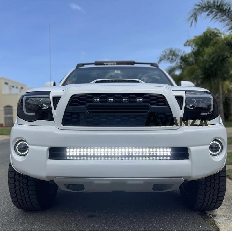 Front Grill With Led Lights TRD Style Auto Parts Modification Fits For 2005 2006 2007 2008 2009 2010 2011 Toyota Tacoma Grill