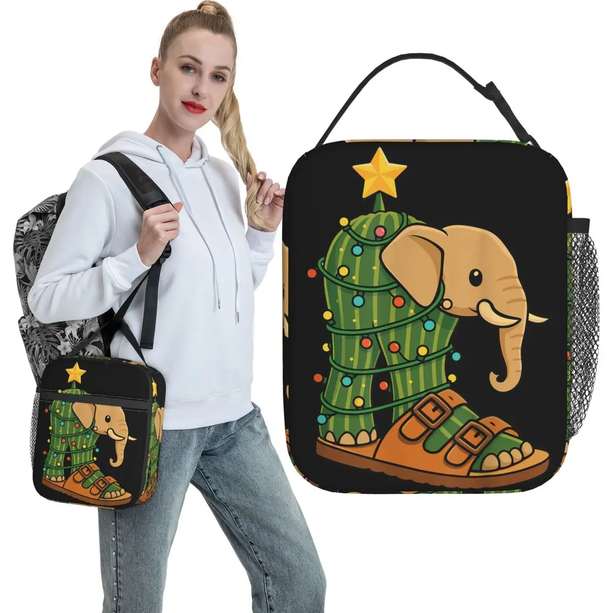 Italian Brainrot Christmas Tree Lirili Larila Lunch Bag For Girls Print Lunch Box Fashion Cooler Bag Oxford Thermal Lunch Bags