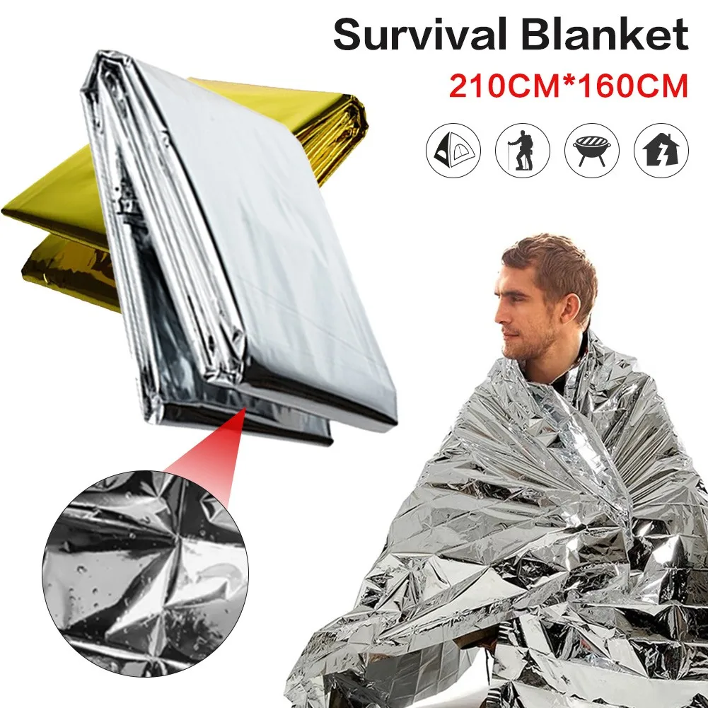 Outdoor Water Proof Emergency Survival Rescue Blanket Dry Insulation Campsite Keeping Foil Polyester Film Lifesaving Warm Tool