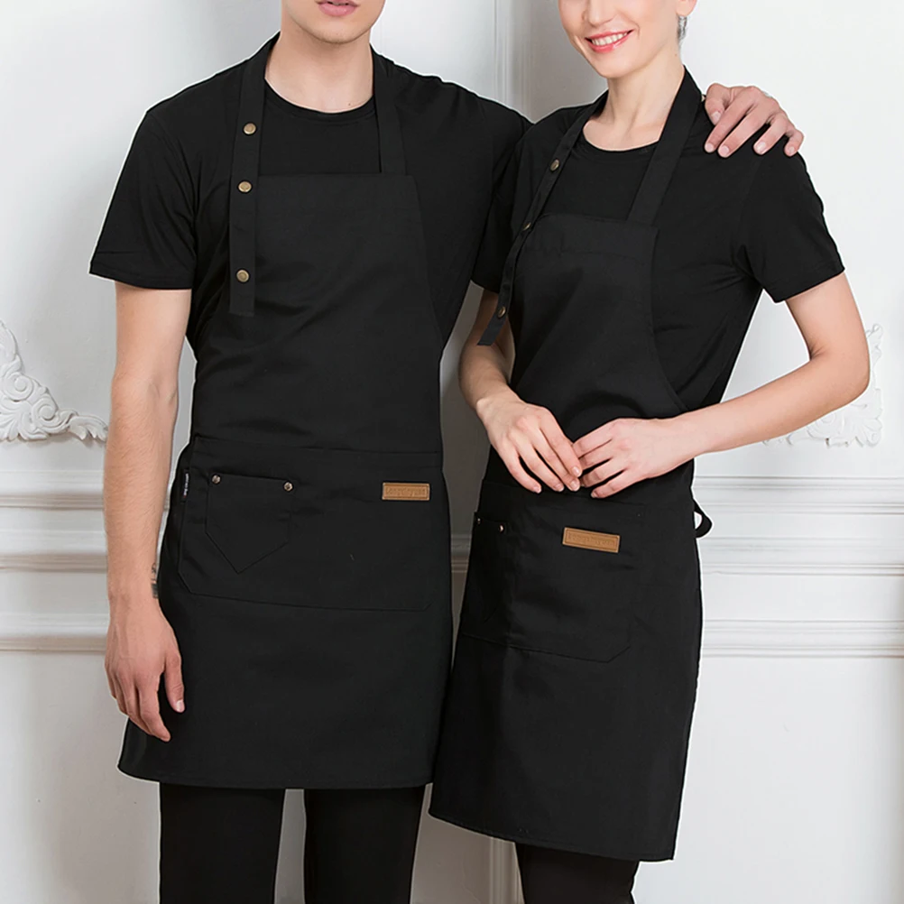 

For Adults Adjustable Kitchen Cooking With Pocket Serving Cafe Barbecue Cooking Apron Serving Apron Black