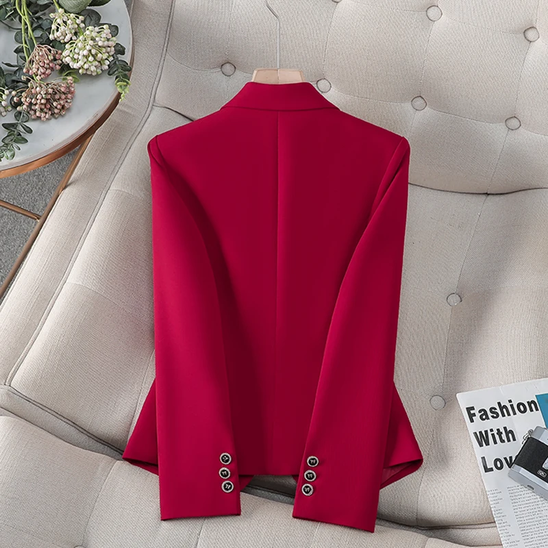 ZJYT Elegant Ladies One Button Blazers Femininos 2025 Spring Woman Jacket Coat Office Work Outerwear Plus Size Veste Femme Red