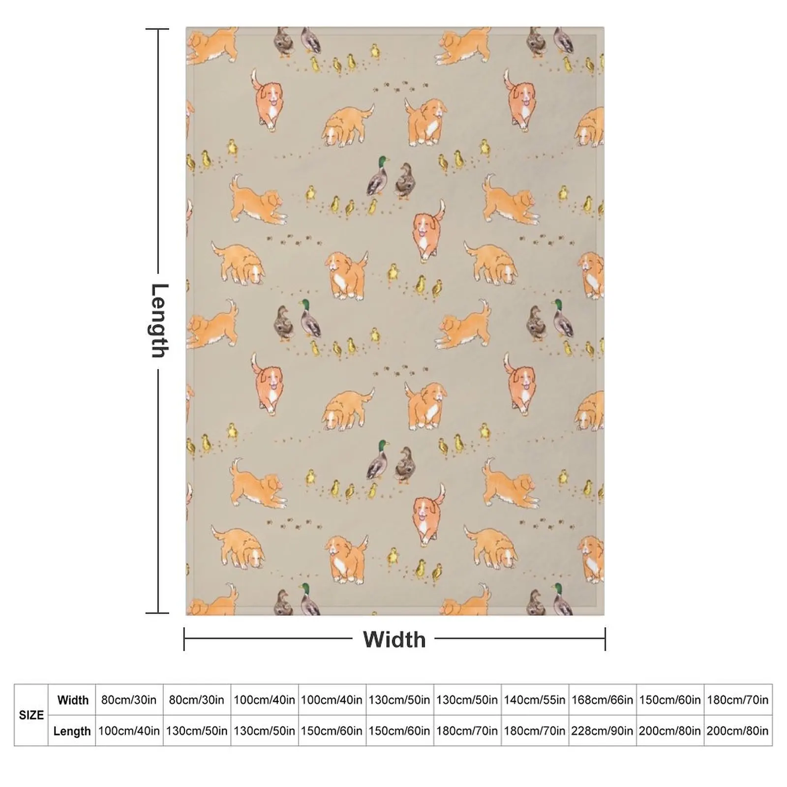 Toller Puppies and Ducklings - Taupe Throw Blanket couch cozy soft plush fuzzy picnic outdoor blanket
