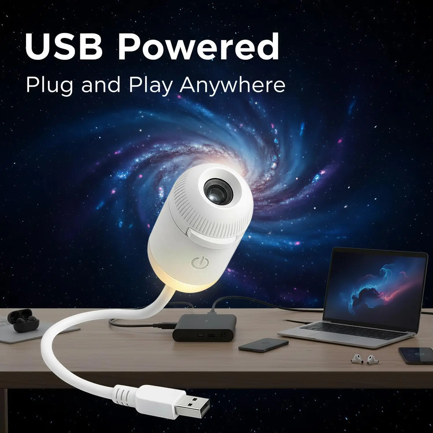 Galaxy Projector Night Light, Star Projector USB LED Starry Sky Ceiling Lamp Discs 360° Adjustable Planetarium for Room Home