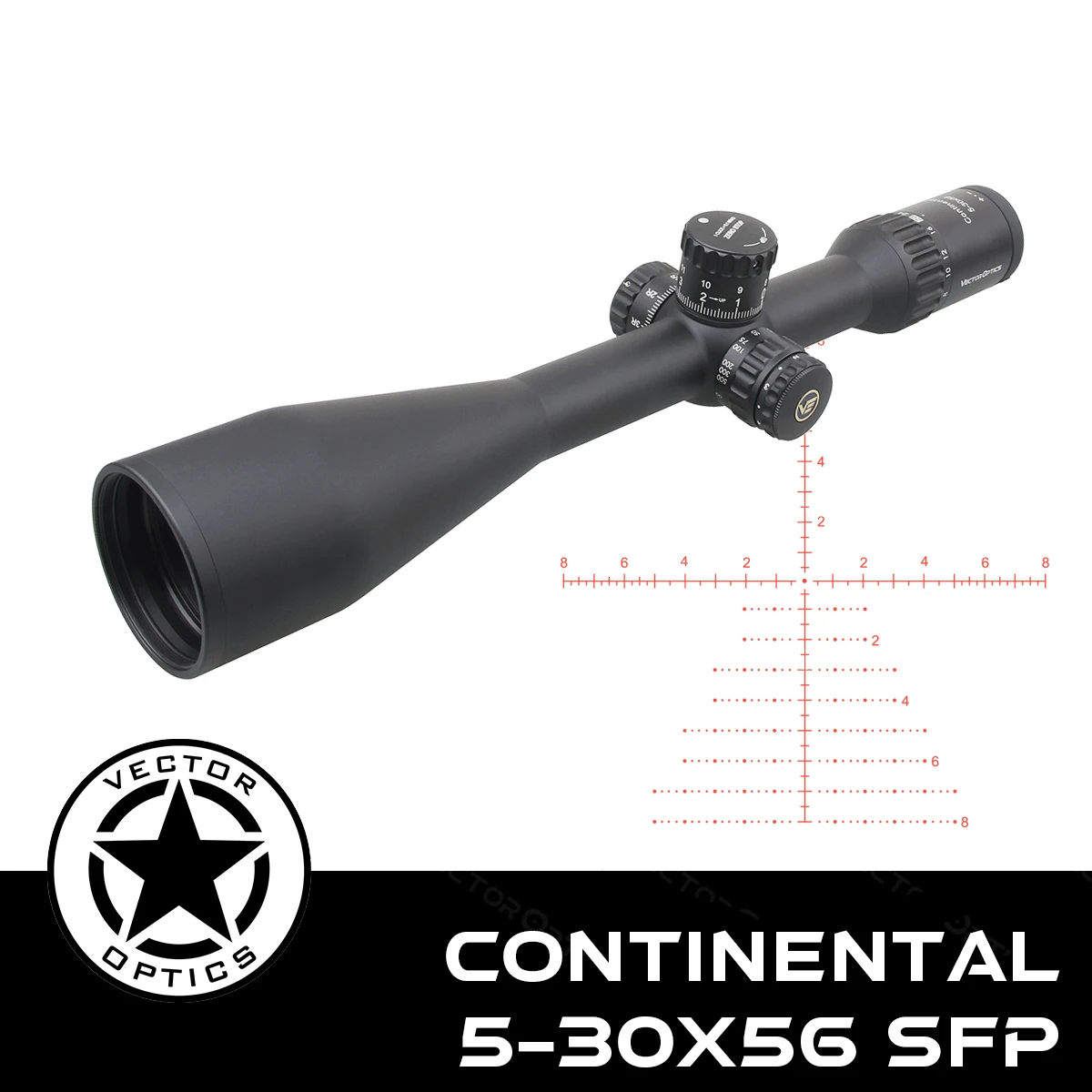 

Vector Optics Continental 5-30x56 SFP Riflescope With German Optics System,93% Light Transmission Fit .338 Long Range Shooting