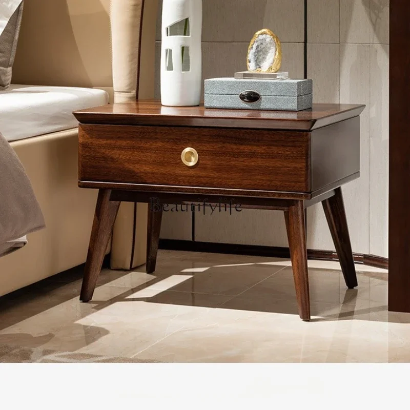 

ls 04Modern simple new Chinese bedside table Ebony solid wood bedside table Storage