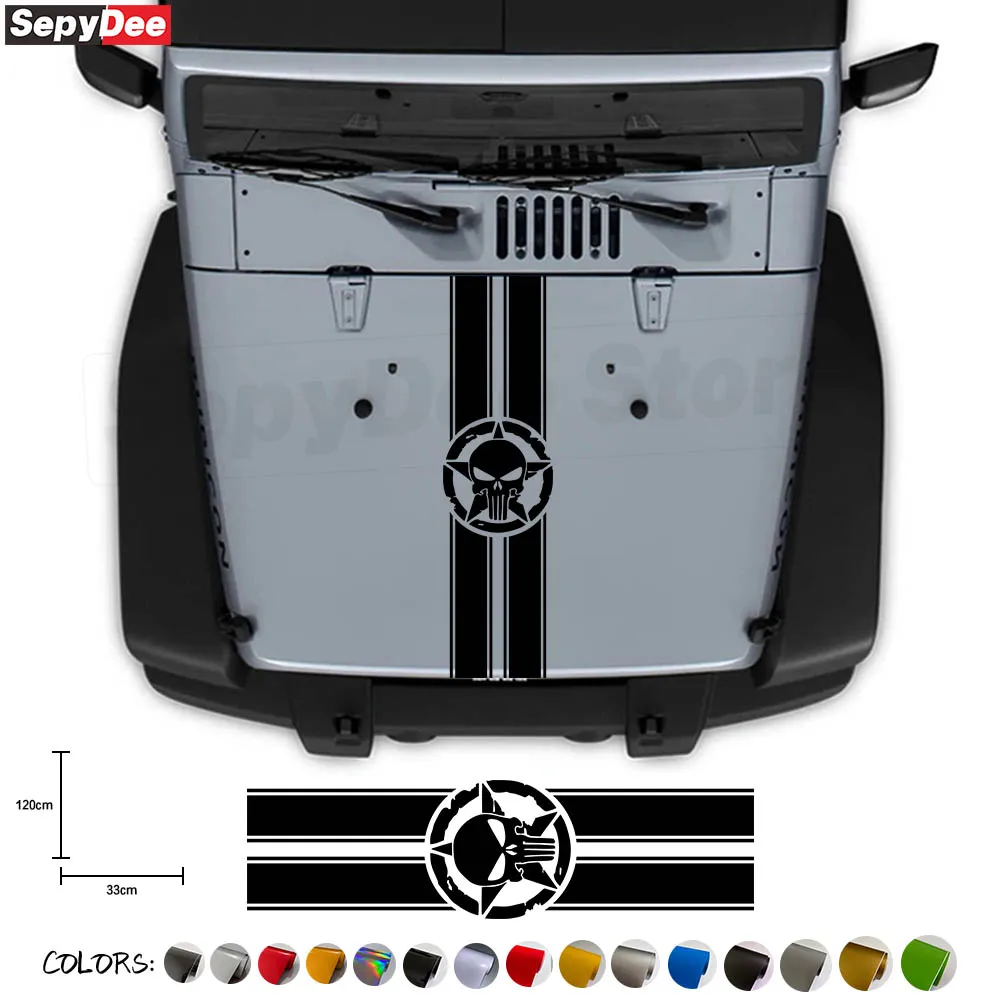 

Universal Car Hood Bonnet Skull Army Star Graphics Vinyl Decals Auto Front Head Engine Cover Trim Stickers Car Accessories