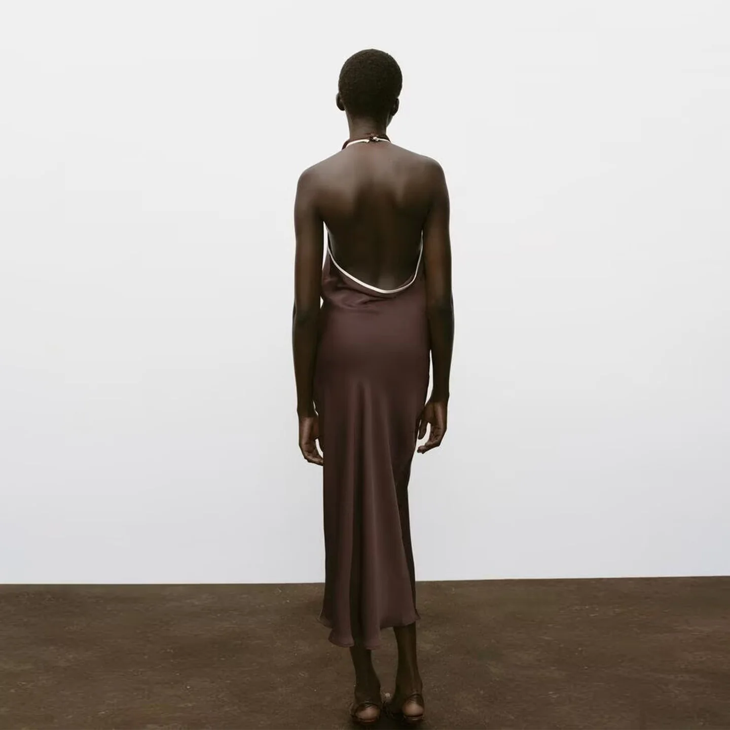 Midi satén de seda Dr con adorno de encaje mujer Sle otoño 2025 nueva llegada Z marca Casual uso diario origen chino