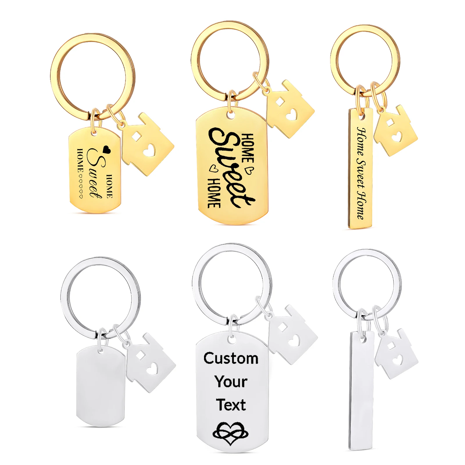 1PC Fashion New Home Keychain Couples First Home Housewarming Present Key Chain Pendant New House New Homeowner Car Keyring Gift