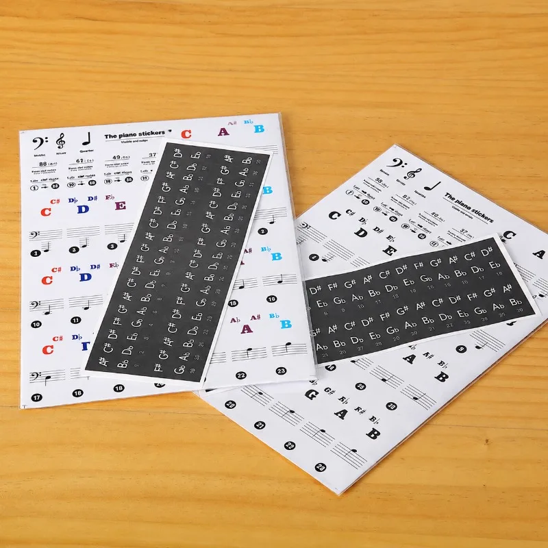Colorful Piano Keyboard Stickers Staff Numbered Musical Notation Self-learning Key Labels Printed Note Names Solfège Mark