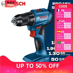 BOSCH-Taladro Inalámbrico GSR 185-LI, destornillador para Metal, madera, pared, 18V, Motor profesional sin escobillas, GSR185-LI de herramientas eléctricas