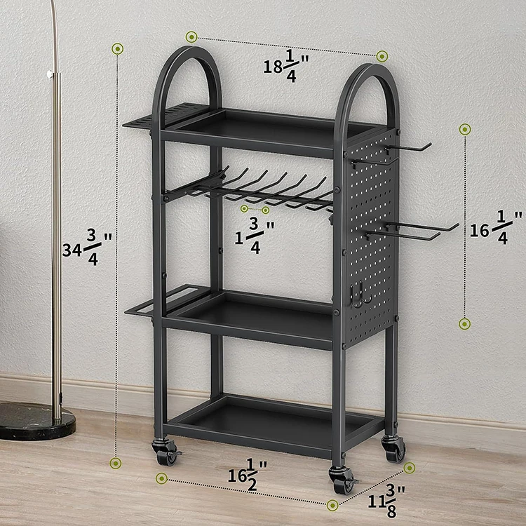 JH-Mech Rolling Tool Cart with Drill Holder Heavy 4 Tier Power Tool Organizer with Wheels for Garage Workshop Repair Shop