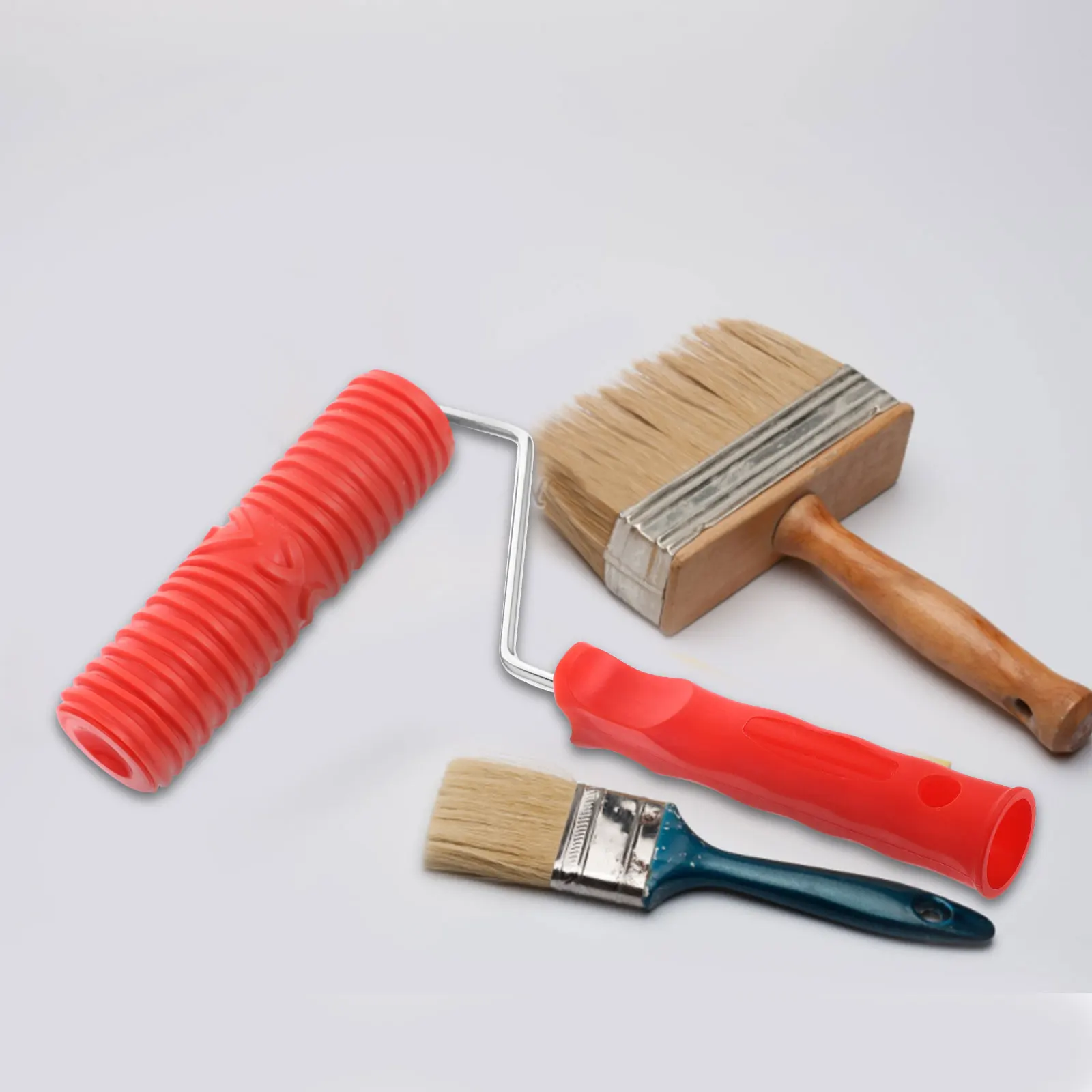 

7-Inch Silicone Mud Painting Roller Straight Grain Pattern Wall Decoration Tool Textured Coating Applicator Sleeve Brush