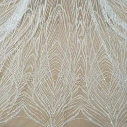 ivory wedding gown dress beading lace fabric 130cm width sequins lace with beads sell by yard