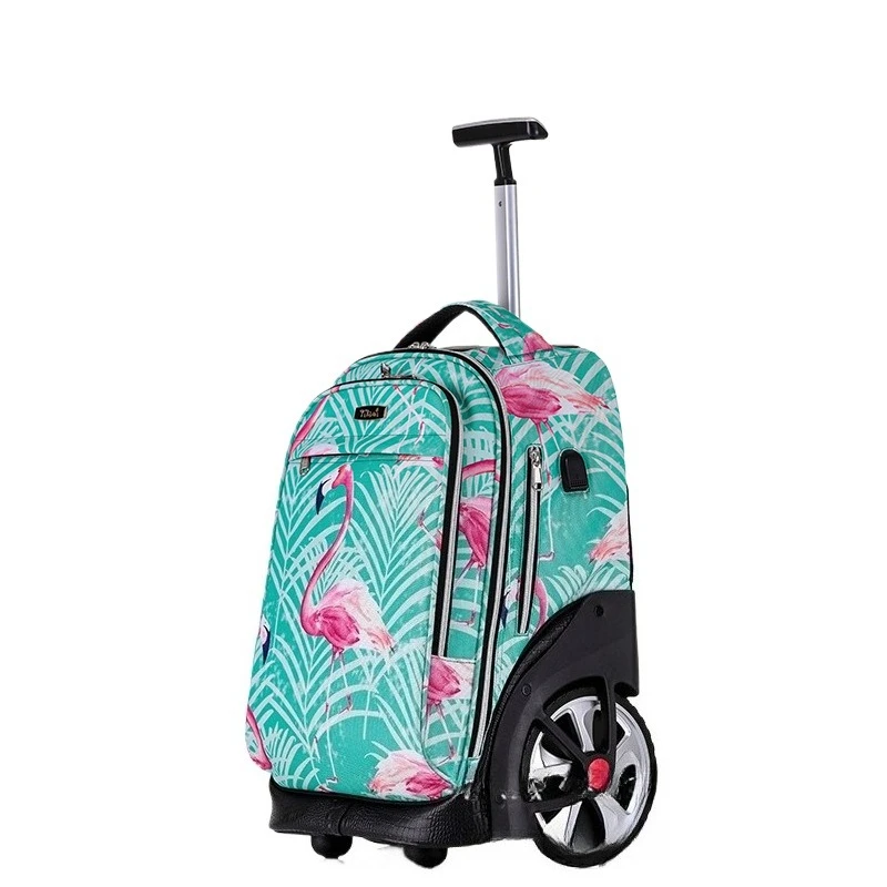 Nueva mochila grande con ruedas para estudiantes de secundaria de alta calidad, mochila escolar con ruedas con mango extensible y ruedas para escaleras