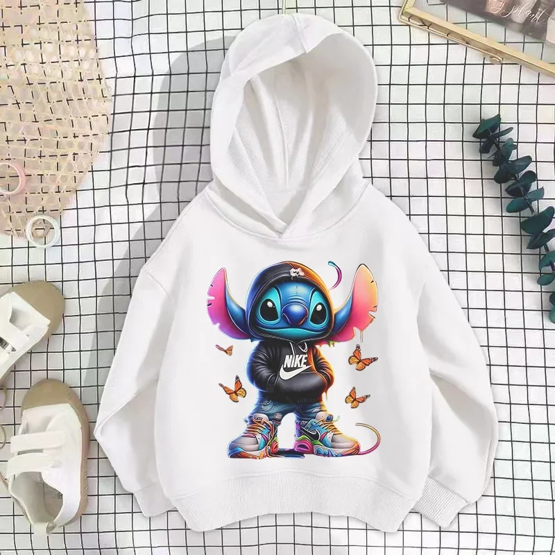 Stitch Hoodies Girls Sweatshirt Autumn And Winter Long Sleeve Harajuku Pullovers Disney Series Stich Casual Hooded Tops