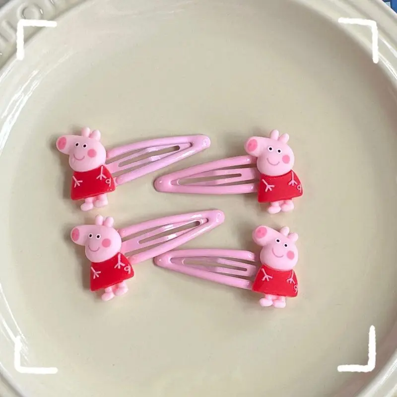 Kawaii Peppa Pig Hair Clip Girl Cartoon Cute Bangs Side Clip Girly Heart Student Children Hair Clip Accessories