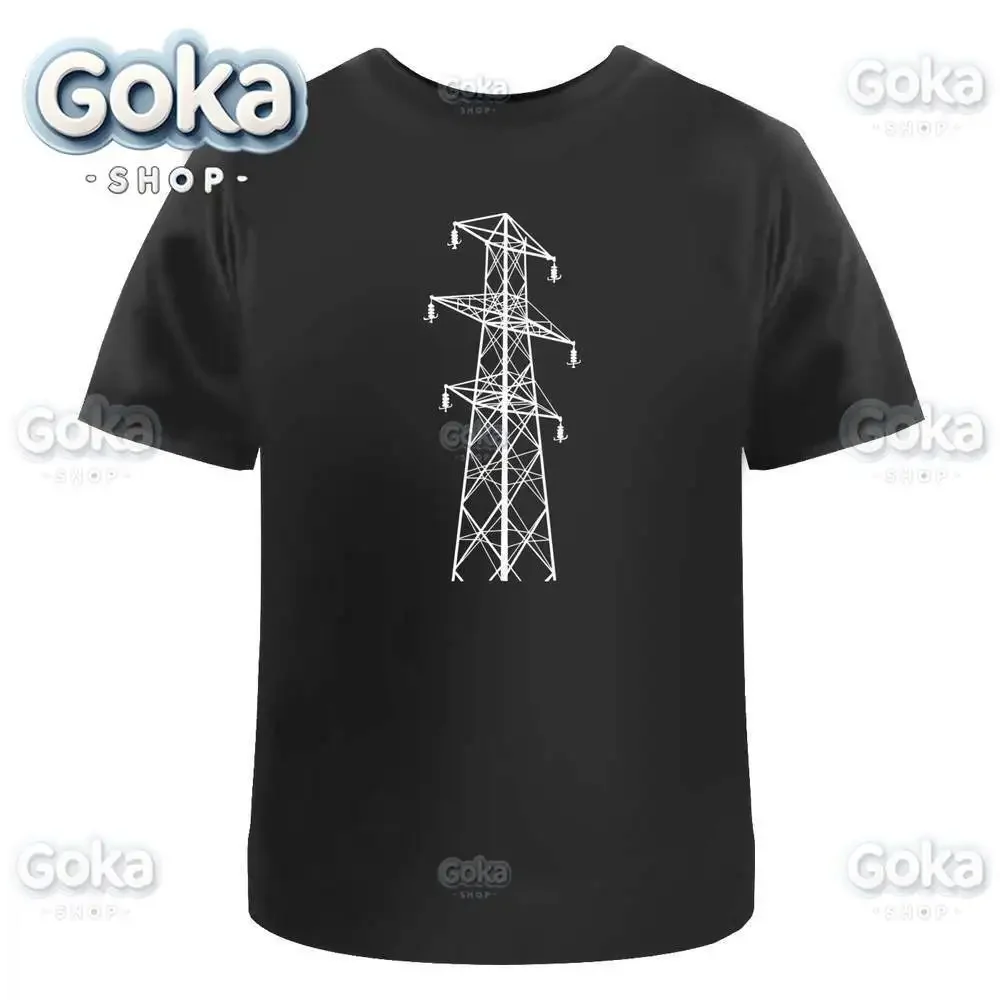 Electric Pylon Graphic T Shirts Mens Clothing New in Tops & Tees Cotton Women Printed T-shirt Y2K Clothes Cute Funny Tshirt