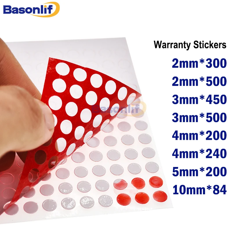 

2mm 3mm 4mm 5mm 10mm Water Discoloration Sticker Warranty Screw Red Stickers For Mobile Phone Tablet For iPhone For Samsung