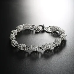 hot cheap Beautiful Elegant wedding women silver Plated chain Bracelet high quality fashion gorgeous jewelry wholesale LH040