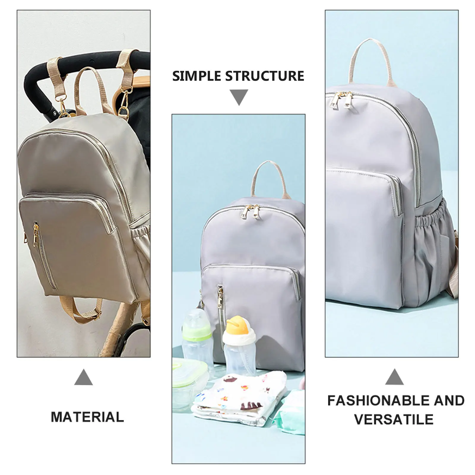 حقيبة ظهر للأمهات ذات سعة كبيرة معزولة لعربة الأطفال وحقيبة حفاضات ومنظم للحضانة والتنقل والسفر كرسي يدفع باليدين #3