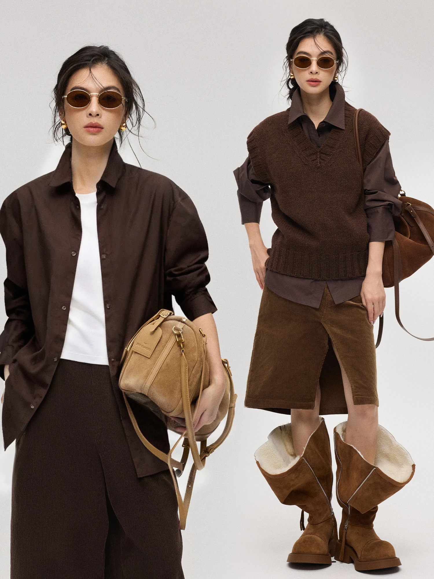 

ZzZHANG Original Light Oxygen Series Casual Loose Faionable irt Women's Top Cotton Long Sve Turn-down Collar Loose Fit