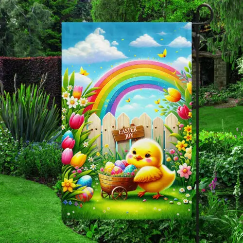 Easter Joy Chick Eggs Flag Garden Flag