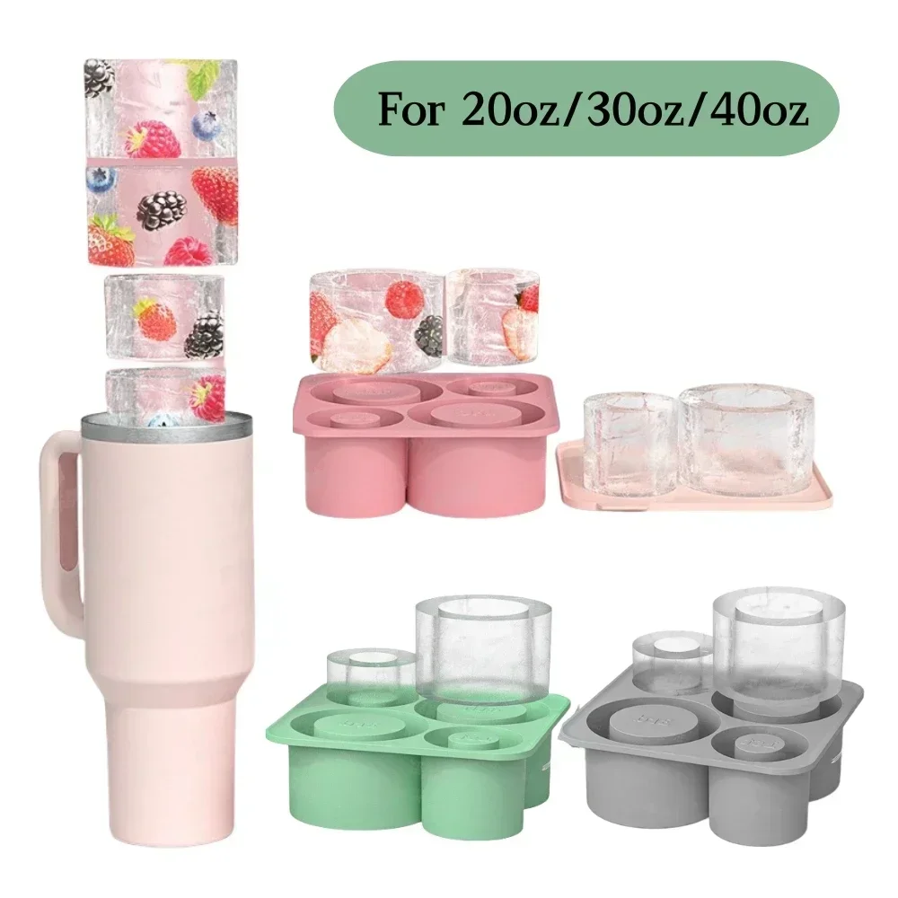 Leeseph Ice Cube Tray for Stanley Cup Tumbler Cup , Cylinder-Shaped Silicone Ice Mold with Lid , Stanley Cup Accessories