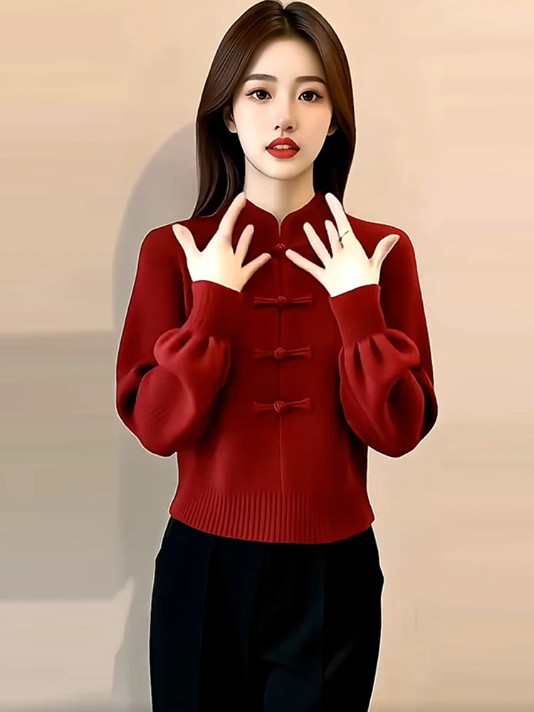 

Вязаный свитер Thiened Anti-Aging Lantern Sve для женщин, осенне-зимний, модный, универсальный, длинный, повседневный топ