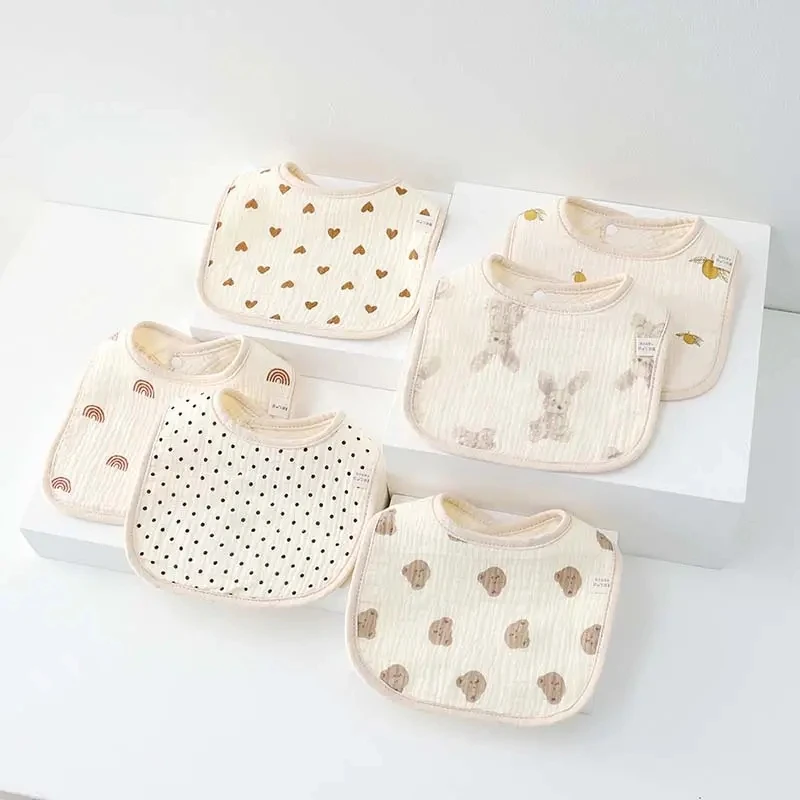 Random 3pcs/set  Baby Bibs Cotton Infant Feeding Bib Newborn Burp Cloths Bandana for Kids Boys Girls Soft Saliva Towel