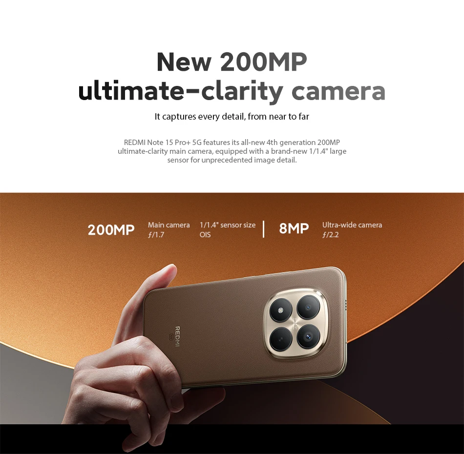 Xiaomi Mobile Phones Redmi Note 15 Pro+ 5G Global Version Snapdragon® 7s Gen 4 NFC 6.83" CrystalRes AMOLED display 6500mAh