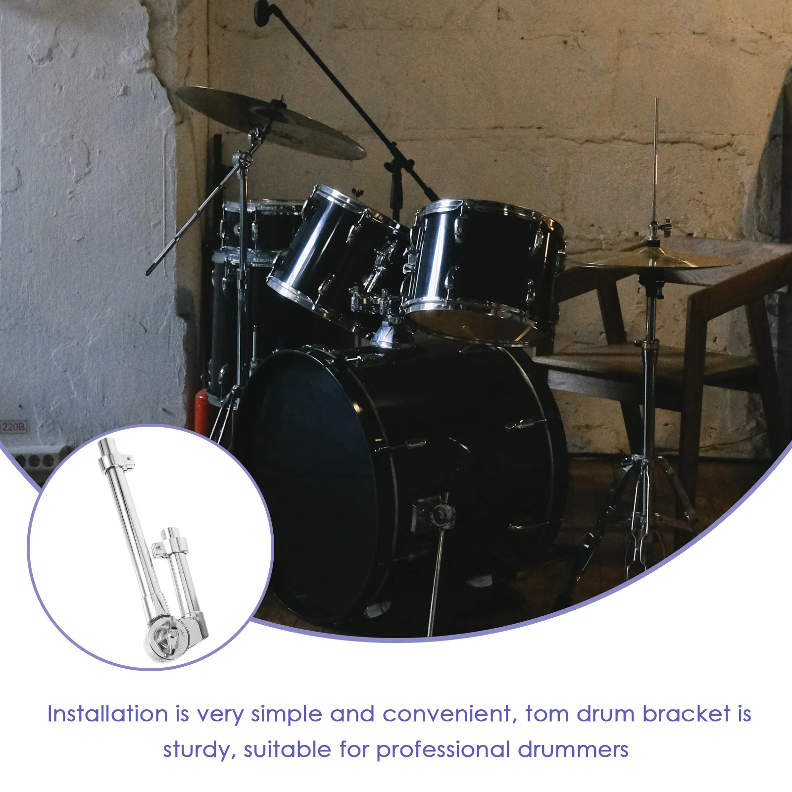 

Sturdy Tom Drum Bracket Secure Drum Fixation Minimal Shaking Optimized for Live Performance Studio Use Mount for Percussion