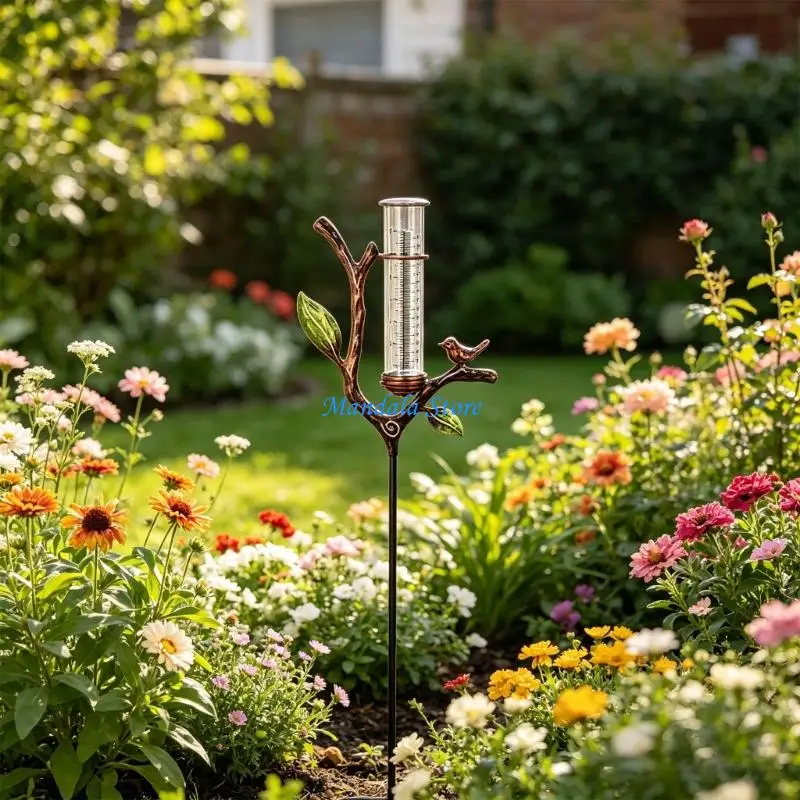 U2JC Decorative Bronze Or Dark Rain Chain For Outdoor Gardens Measuring 87cm Including Acrylic Tube